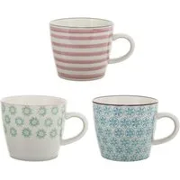 Bloomingville Becher Bloomingville Patrizia Becher Blue Steingut 300 ml 3er Set, Steingut