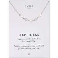 LUUK LIFESTYLE Kette mit Anhänger Perlen & Steine, wasserfeste Halskette aus Edelstahl