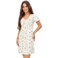 Donna Nachthemd Emilia (Set, 1-tlg) Damen Sleepshirt ca.90cm Schlafshirt Baumwolle V-Ausschnitt Kurzarm