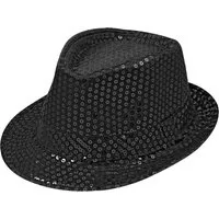 Party Factory Kostüm Pailletten-Hut schwarz Accessoire für Karneval oder Party, mit glitzernden Pailletten versehen