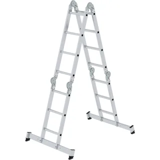 Munk Vielzweckleiter 4-teilig mit nivello®-Traverse und Holzbelag - 031324