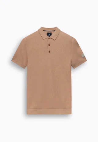 State of Art - Poloshirt mit Honigwabenmuster beige/orange - Gr. - XL