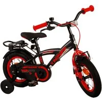 TPFSports Kinderfahrrad Volare Thombike 12 Zoll mit Rücktritt und Handbremse, 1 Gang, (Jungs Fahrrad - Rutschfeste Sicherheitsgriffe), Kinder Fahrrad 12 Zoll mit Stützrädern und Klingeln - Schwarz