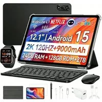 blackview MEGA2 Android 15 4G LTE 2,4K incl.Tastatur/Maus/Hülle/Stift/Kopfhörer Tablet (12", 128 GB, Android 15, 4G (LTE), 128GB, 120Hz, 2.4K, Octa-Core, Android 15, LTE, 5G WiFi, 9000mAh)