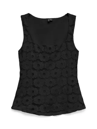 VERO MODA - VMJANELLE SL SQUARE NECK TOP JRS Black - Gr. - XS