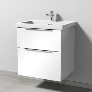 Sanipa 3way Waschtischunterbau zu Villeroy & Boch Subway 3.0 Waschtisch mit 2 Auszügen, Weiß-Glanz UF84678