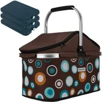 anndora Einkaufskorb thermo Shopper Kühlkorb mit Kühlakkus, 25 l, isolierter Deckel - 3 Kühlakkus - leichter stabiler Alurahmen