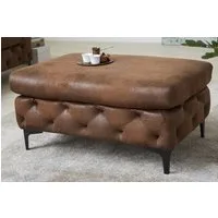 riess-ambiente Fußhocker MODERN BAROCK 92cm antik braun / schwarz · Fußhocker mit Ziersteppung (Einzelartikel, 1 St), Wohnzimmer-Hocker aus Microfaser im Retro-Design · mit Federkern
