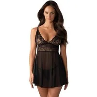 Obsessive Negligé Idillia Babydoll und Tanga - Schwarz