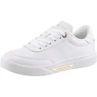 Tommy Hilfiger ESSENTIAL CHIC COURT SNEAKER Plateausneaker, Freizeitschuh, Halbschuh, Schnürer, goldfarbenen Details im Plateau