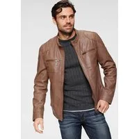 Bruno Banani Lederjacke Flint aus Lammnappaleder, taillierter Schnitt, Bikerkragen, Used-Optik