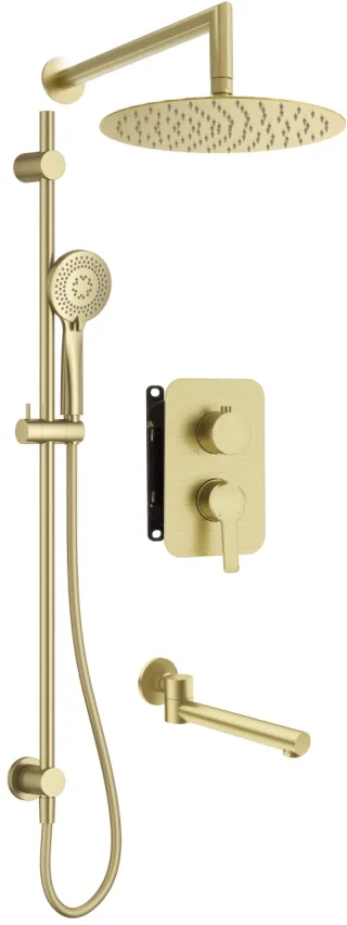 Neuesbad Serie 200 Unterputz-Duschset mit Brausestange und Smart-Box, Gold gebürstet NB1DEBXYWRQAM1