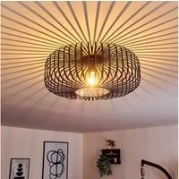 hofstein Deckenleuchte »Pieris« Deckenlampe aus Metall in Schwarz, ohne Leuchtmittel, E27, Leuchte m. Gitter u. Lichteffekt an der Decke
