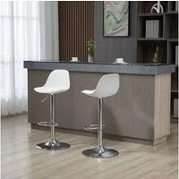 HOMCOM Barhocker höhenverstellbare, drehbare Drehstühle (Barstühle, 2 St., Sitzhocker), Weiß 41 x 42 x 82-104 cm