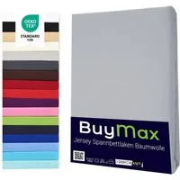 Buymax Spannbettlaken 2-er Set, Doppelpack, Bettlaken, Jersey 100% Baumwolle, Gummizug: rundum, (2 Stück), Pflegeleicht und Atmungsaktiv in Verschiedenen Farben und Größen