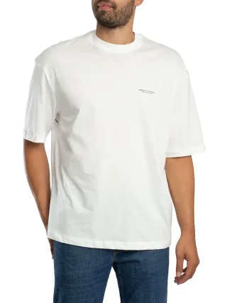 Armani Exchange Locker Geschnittenes T-Shirt Mit Grafikprint Am Rücken, Weiß