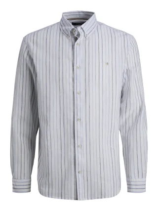 JACK&JONES - JPRBLUSUMMER LINEN BL SHIELD LS SHIRT LN Blau - Gr. - L