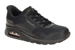 Skechers 177117 BBK UNO - BANKSIA Damen Slipper schwarz Air Cooled Memory Foam