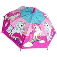 einhorn Stockregenschirm Kinder Regenschirm Einhorn bunt mit Regenbogen Stockschirm ab 3 Jahren, windfest