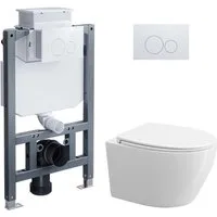 HOROW Vorwandelement WC WC-Komplettset Spülkasten hänge WC Set, wc Komplett Set, 2-Mengen-Spulung