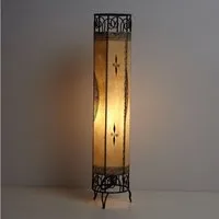 Casa Moro Stehlampe Orientalische Stehlampe Kadous weiß Handbemalte Lederlampe, ohne Leuchtmittel, echtes Leder L1048