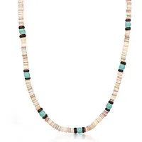 Kuzzoi Silberkette Herren Howlith Türkis Heishi Beads Vintage Surfer 925 Sterling Silber