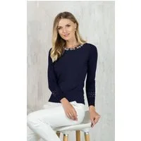 Passioni Strickpullover mit Perlendetails