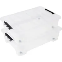 ONDIS24 Aufbewahrungsbox Unterbettbox Jolly Rollbox mit Deckel 25/35L Spielzeugkiste (2 St), transparent, stapel,- und nestbar