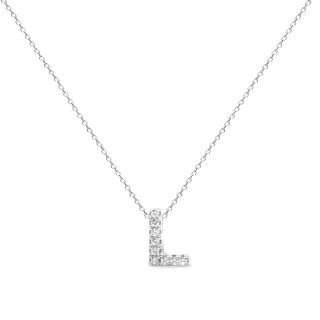 Luxenter, Alphabet-Halskette aus 925er Sterlingsilber und glänzenden Zirkonias mit rhodinierter Oberfläche