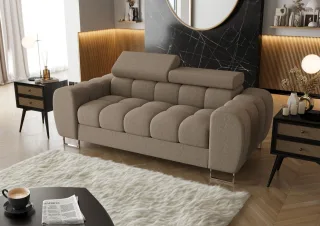 Sofa Designersofa BASTIEN 2-Sitzer in Stoff Gemma Dunkelbeige