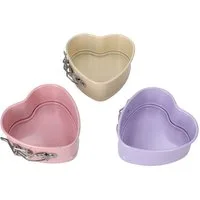 MamboCat Auflaufform 3er Set Mini Springform Herz Backform 12,5cm Kuchen Airfryer Backofen, Edelstahl