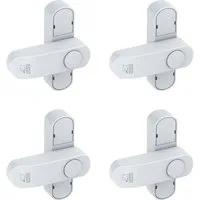 BASI Fensterzusatzschloss Fenstersicherung (Spar-Set, 4 St), 1-flügelige Fenster, Sperrbügel, Druckknopfsicherung, Weiß, 4 Stück