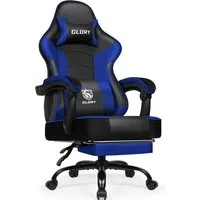 Hiazurm Gaming-Stuhl Gaming Stuhl, Bürostuhl Ergonomisch Wippfunktion bis zu 170° (Gaming Chair mit Fußstütze, 10 cm Höhenverstellung), Verstellbarem Lenden- & Kopfkissen, Gamer Stuhl 150kg Belastbarkeit