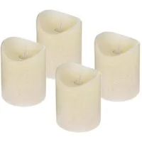 ToCi LED-Kerze 4er Set Echtwachs-Kerzen mit Timer : Creme Ø 7,5 x 10 cm Flamme