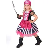JADEO Kostüm Piratenkostüm für Mädchen schwarz-weiss-pink