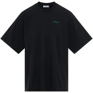 Off-White Moon Tab Übergroßes schwarzes T-Shirt