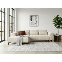 WERK2 Ecksofa Garay, XXL-Liegefläche: elektrisch ausziehbar auf ca. 228×126 cm, Luxus in Übergröße: XXL-Liegefläche, Komfort-Ottomane & stilvolle Füße