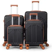 LALAHO Trolleyset Kofferset Hartschalenkoffer Trolley 360° Rollen, 4 Rollen, (4 tlg), Reisekoffer Set mit Handgepäck, Koffer & Trolleys, Schwarz