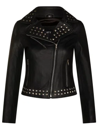 Damen Gothic Biker-Lederjacke mit Nieten-Bilbao