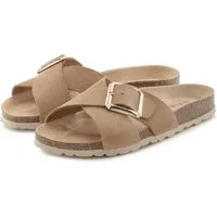 Elbsand Mule, Sandale, offener Schuh, Sommerschuh, Lederpantolette Pantolette aus hochwertigem Leder mit weichem Korkfußbett