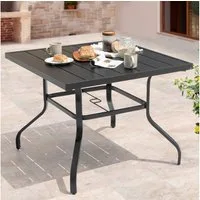 Avestar Esstisch quadratisch 94x94cm, Garten-Terrassen Tisch, stabiler Metall-Esstisch (1-St), mit Sonnenschirmloch & verstellbaren Füßen