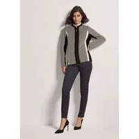 MADELEINE Kurzblazer Eleganter Jerseyblazer mit Reißverschluss Sportiver Blazer mit Minimal-Dessin, Stehkragen und Langarm