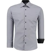 J'S FASHION Businesshemd JS12105 Slim Fit Langarm Herren Hemd mit farblich abgesetzten Elementen, Langarm Kentkragen Uni