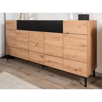 Furn.Design Sideboard Liam (Kommode in Eiche Artisan mit schwarz, Breite 180 cm), 12 Fächer