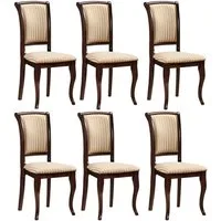 Feldmann-Wohnen Esszimmerstuhl Olivia (6 St), 6er Set Nussbaum dunkel / beige