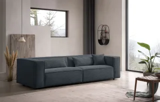 LeGer Home by Lena Gercke 3-Sitzer "PIARA, Couch mit Kedernaht, Sofa in Cord, Leinenoptik o. Strukturstoff" schwarze Füße, bequemer Sitzkomfort
