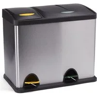 MSV Mülltrennsystem Treteimer Mülltrennung, mit Deckel, 26 L (1x 8 L + 1x 18 L), mit Inneneimer, Treteimer, Edelstahl