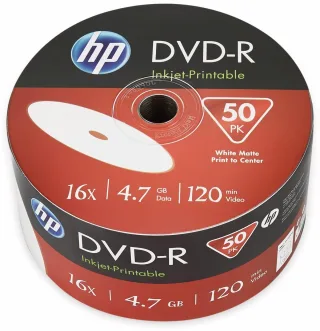 HP DVD-R 4.7GB, 120Min, 16x, Bulk-Pack, 50 CDs, bedruckbar