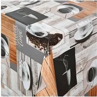 Moderno Tischdecke Wachstuch Tischdecke abwaschbar Kaffee-Motiv Braun für Garten Tisch, Eckig 100x140 cm