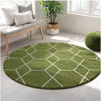 Sanat Teppich Trellis, rund, Höhe: 10 mm, Kurzflor, skandi, boho, auch als Läufer und in rund